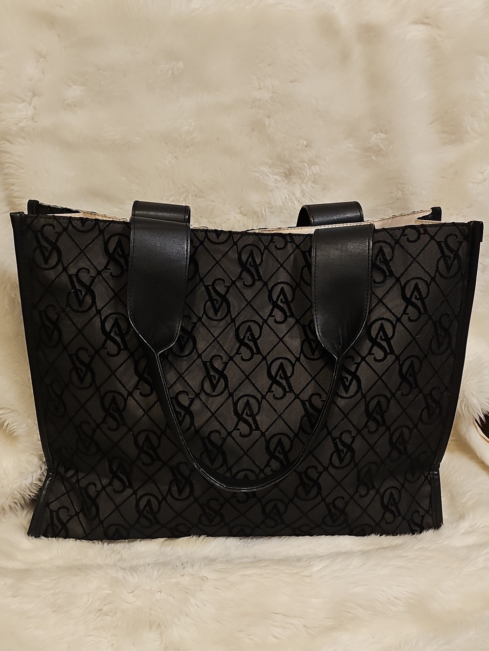 Victoria’s Secret Black Monogram Logo Tote Bag NWT